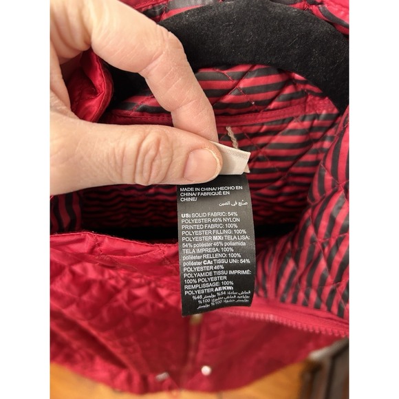 Chicos Vest Women Red Black Stripe Reversible Vest Zip Zenergy Size 1 8/10 - Picture 8 of 10